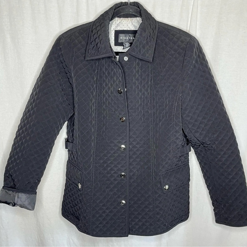 Braetan Girls Kids Black Quilted Coat Snap Front with Pockets Size Large 14/16